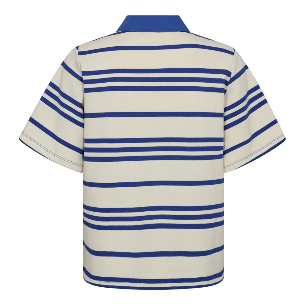 Co'Couture Bluse - LennonCC Stripe Polo Tee i New Blue