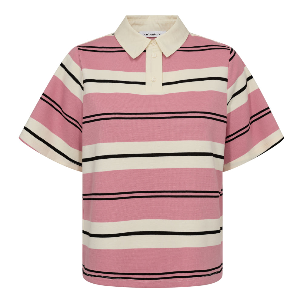 Co'Couture Bluse - LennonCC Stripe Polo Tee i Candyfloss