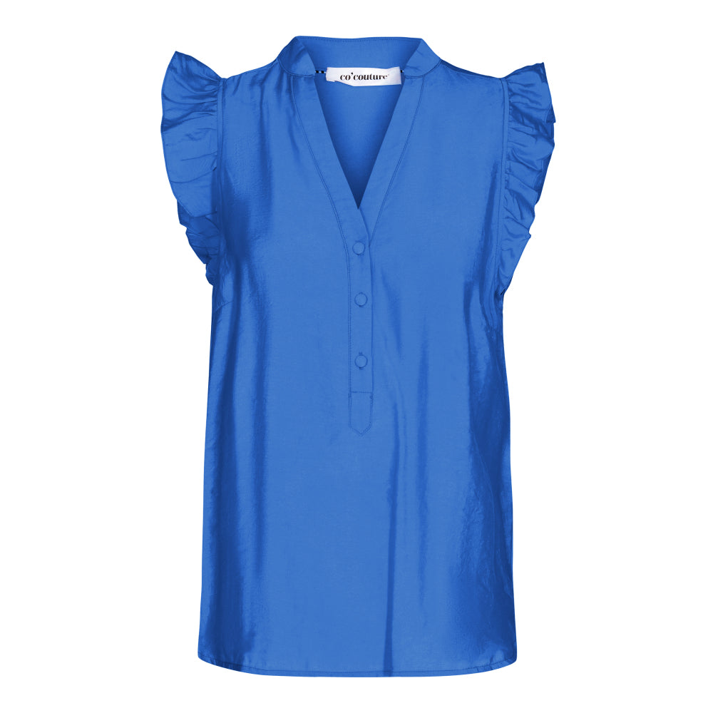Co´Couture Top - Callumcc Frill Top i Clear Blue