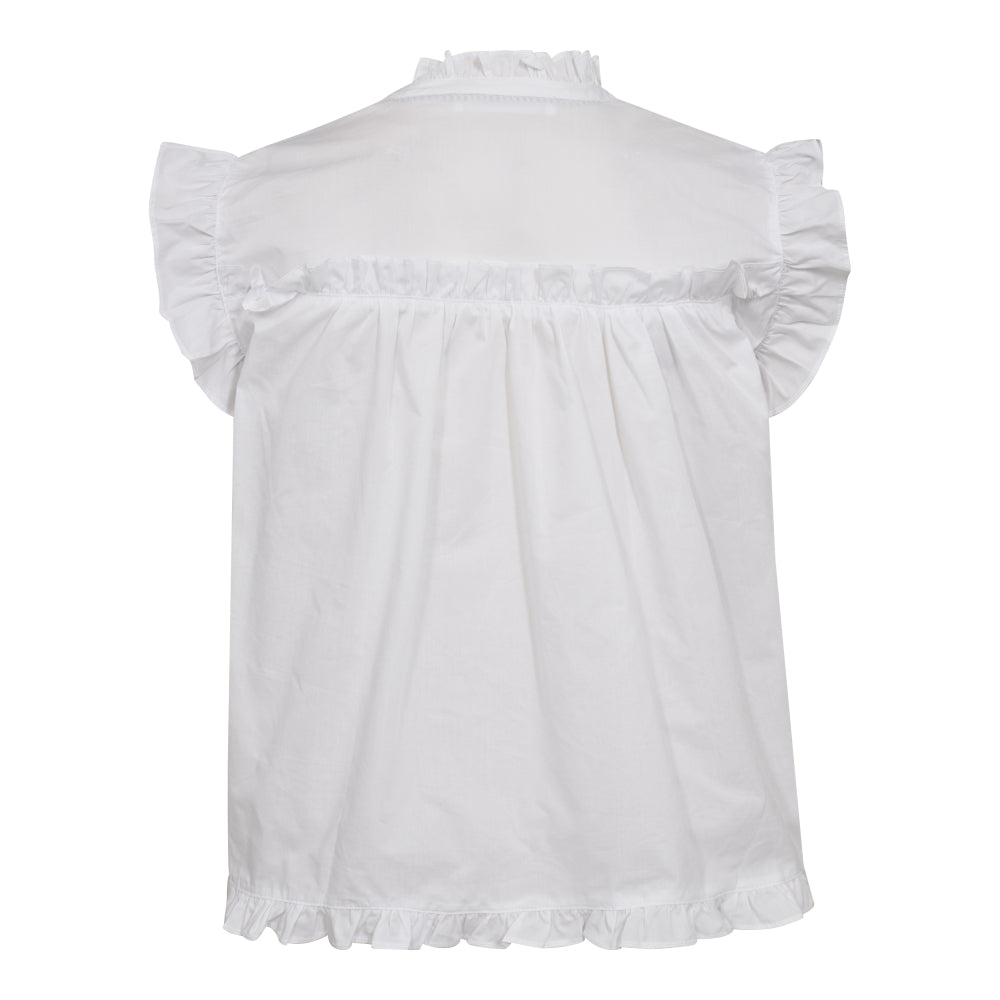 Co´Couture Top - PrimaCC Frill Tie Top i Hvid