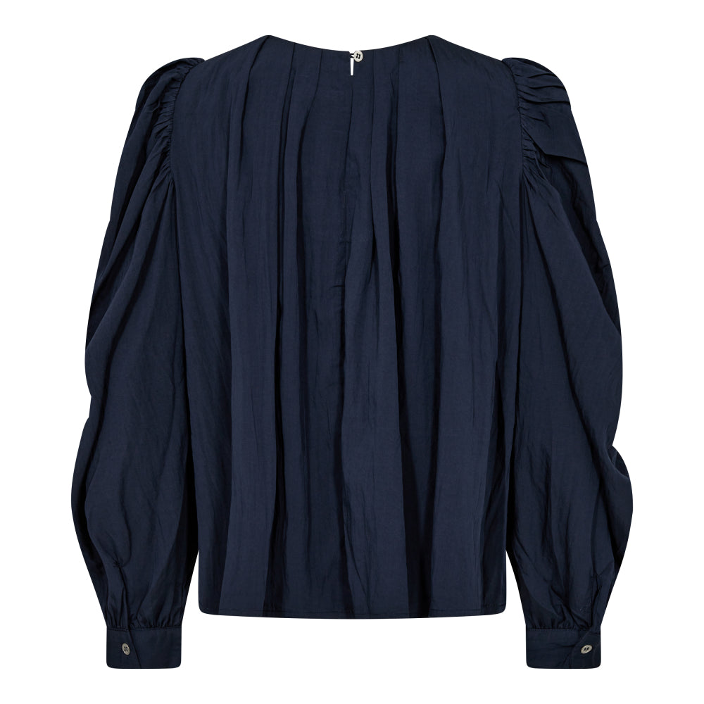 Co´Couture Bluse - ViviCC Pleat Bluse i Navy