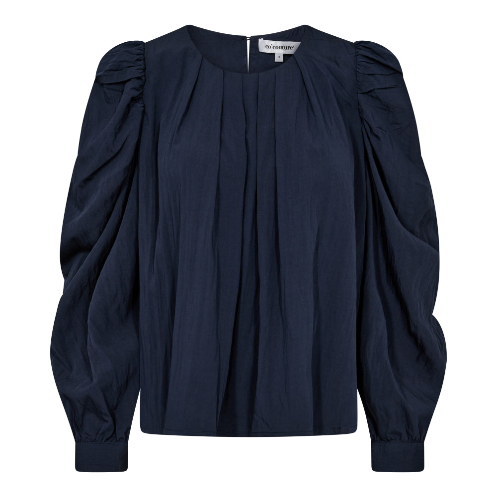 Co´Couture Bluse - ViviCC Pleat Bluse i Navy