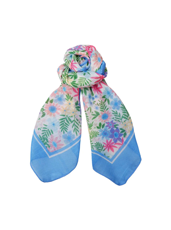 Black Colour Tørklæde - BcAlmira Cotton Mini Tørklæde i Blue Flower