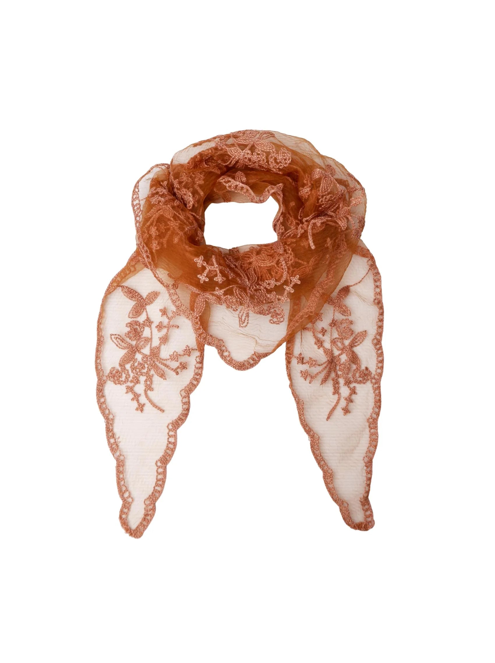 Black Colour Tørklæde - BcMirinda Trekantet Lace Tørklæde i Tobacco