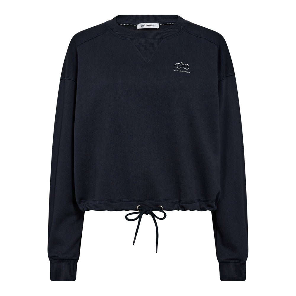 Co´Couture Sweat - CleanCC Crop Tie Sweat i Navy