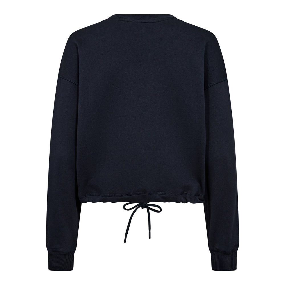 Co´Couture Sweat - CleanCC Crop Tie Sweat i Navy