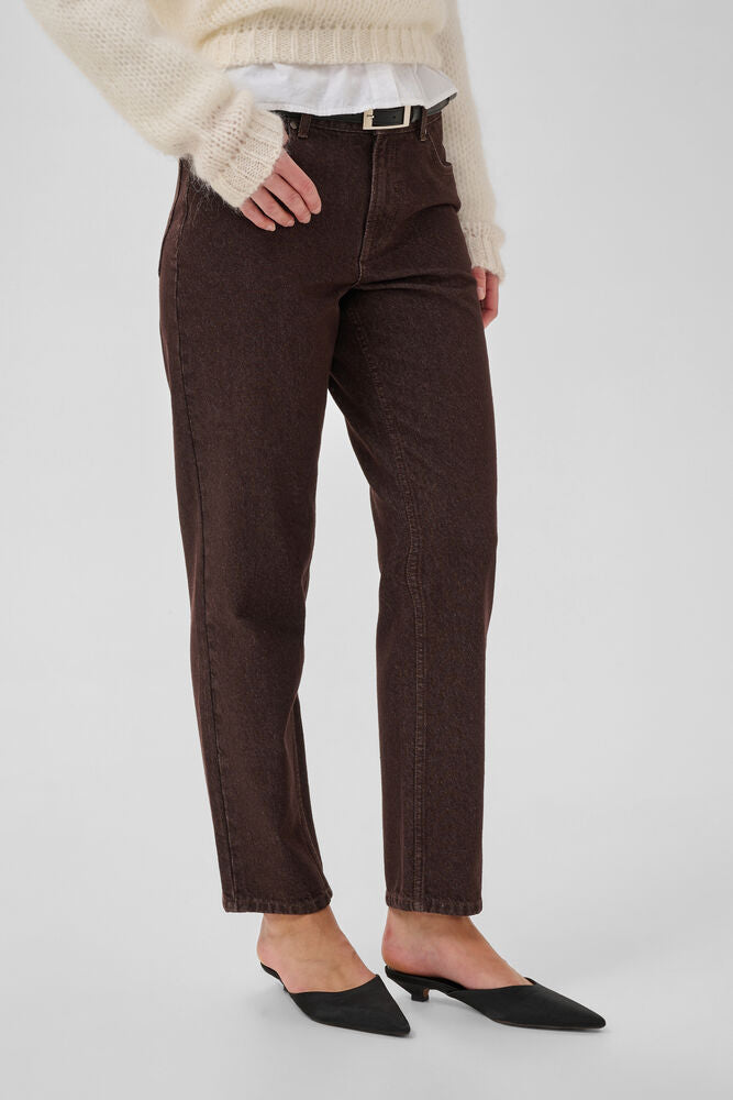My Essential Wardrope Jeans - The Mommy High Tapered Jeans i Dark Brown Wash