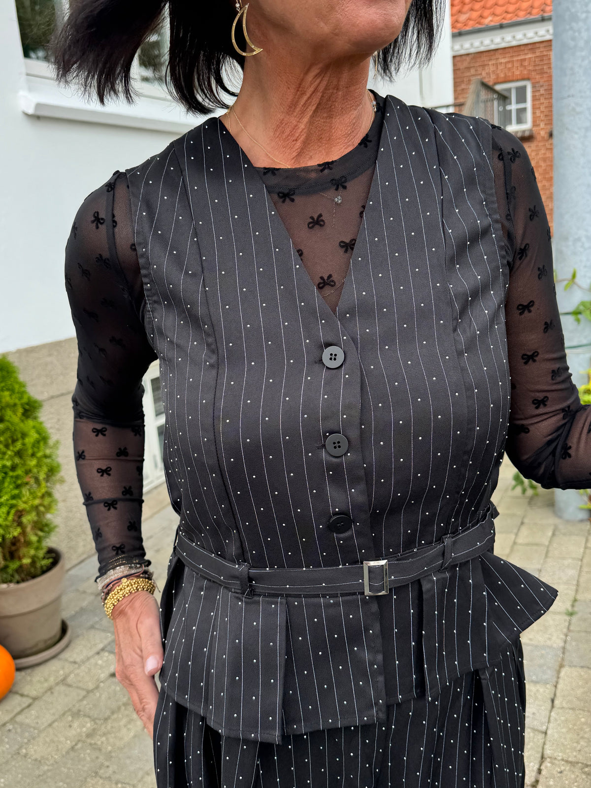 Black Colour Vest - BcAngelica Strass Vest i Sort