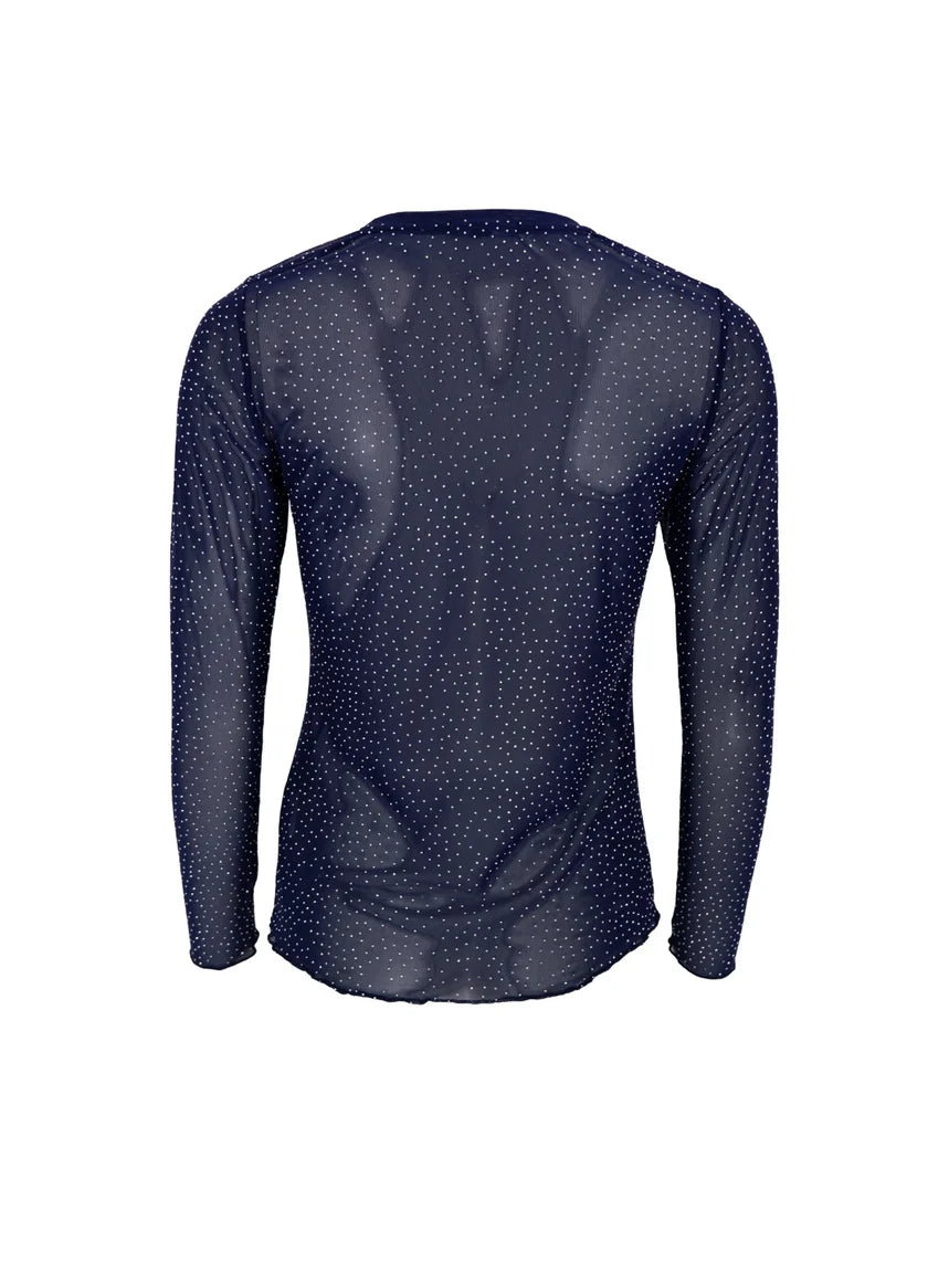 Black Colour Bluse - BcAlexis Mesh Bluse med Similisten i Navy