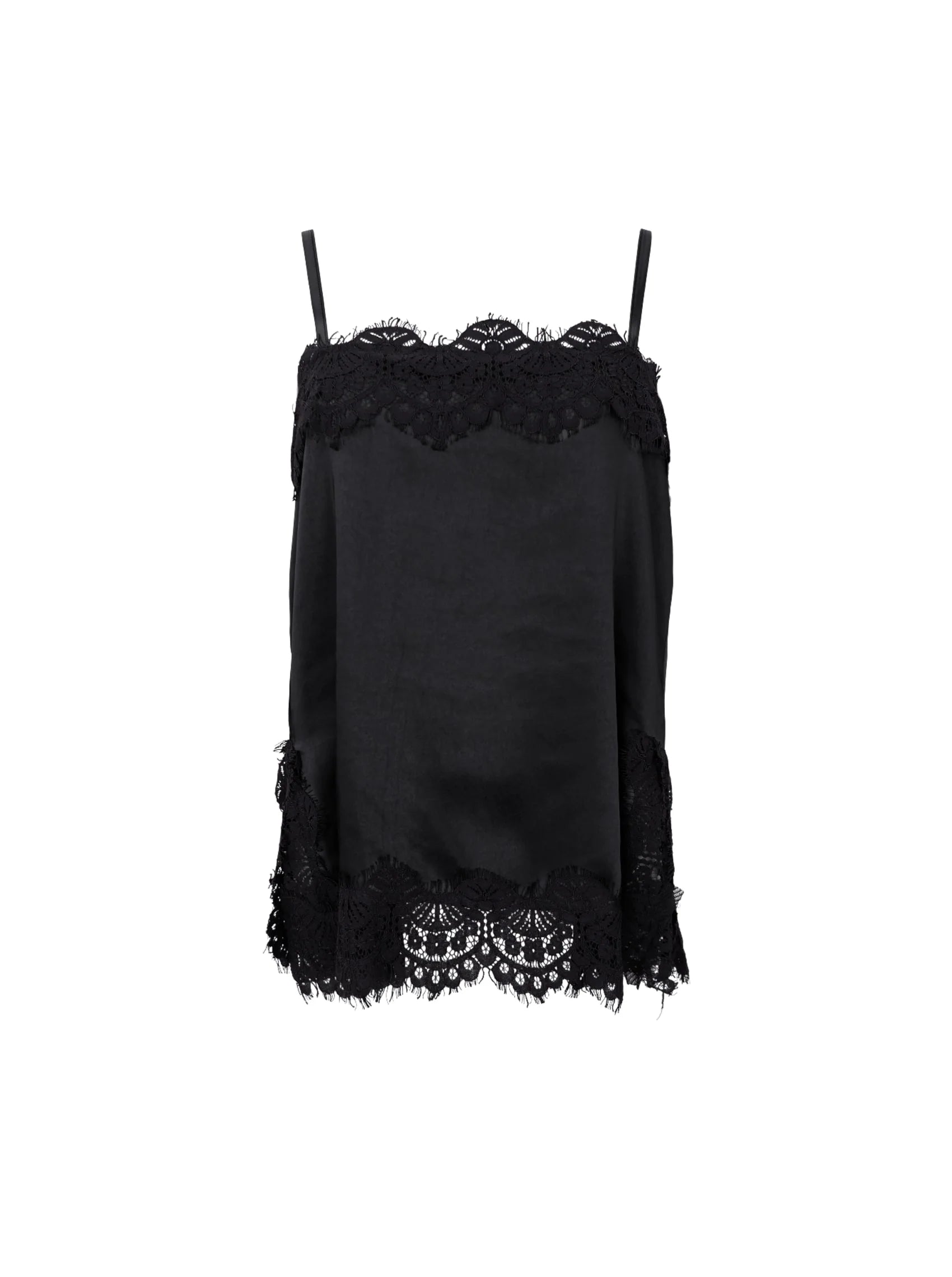 Black Colour Top - BcEvie Lace Strop Top i Sort