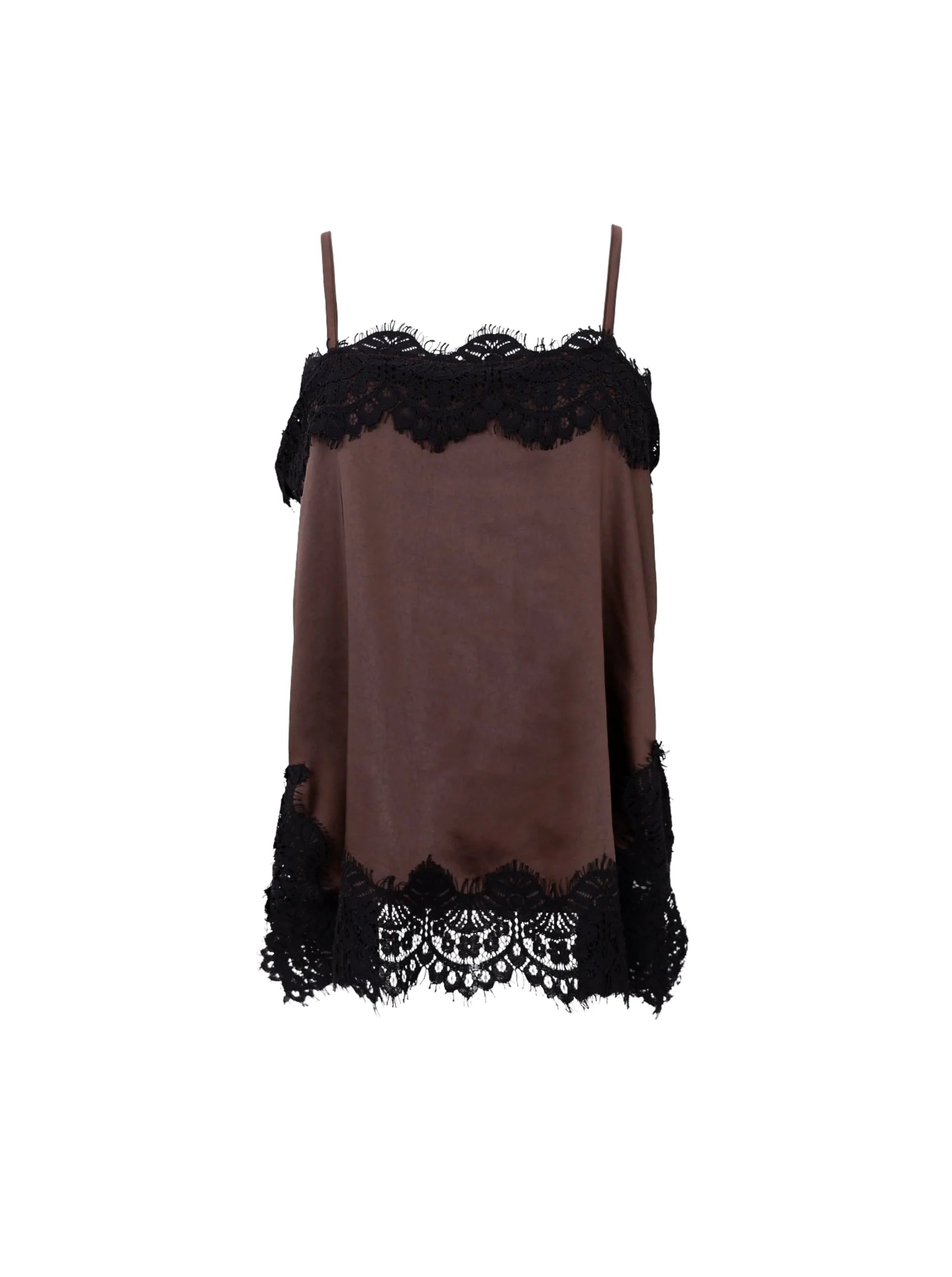 Black Colour Top - BcEvie Lace Strop Top i Coffee