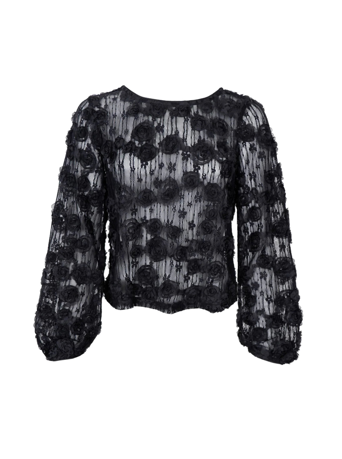 Black Colour Bluse - BcElloise Flower Patch Bluse i Sort