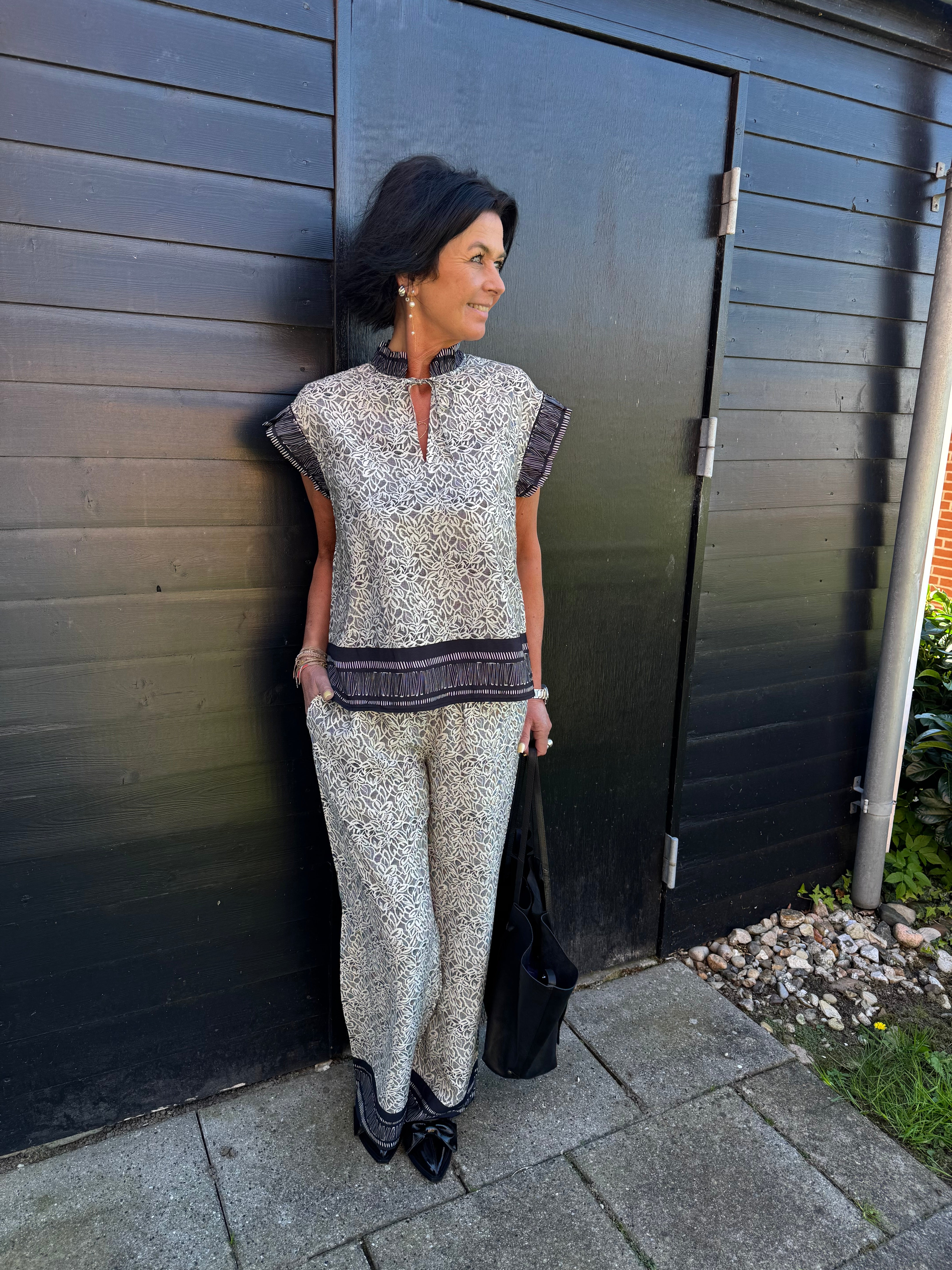 PBO Bluse - Noda Top i Black/White