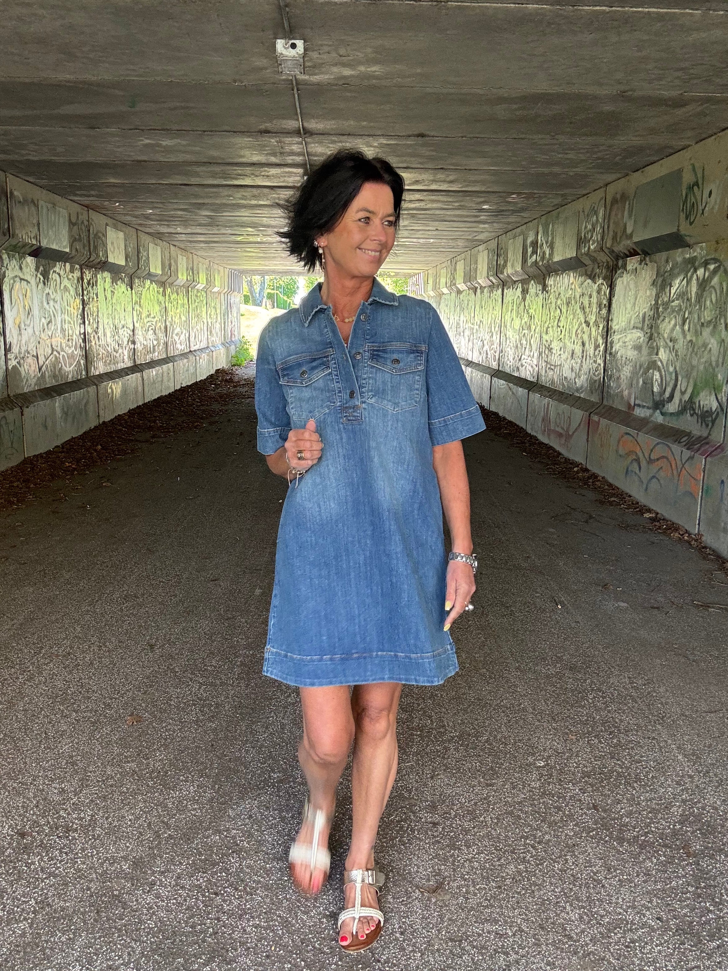 Nümph Kjole - NuParis Denim Kjole i Light Blue Denim