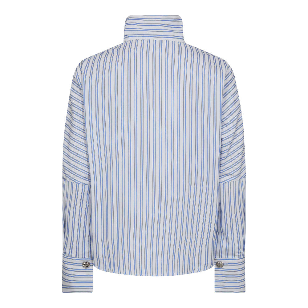 Co´Couture Skjorte - DevinCC AsymCC Button Skjorte i Blå Strib
