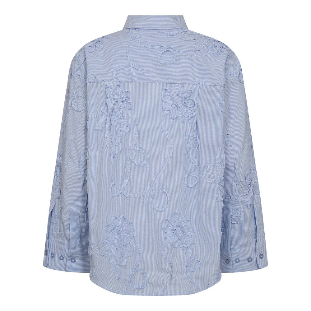Co´Couture Skjorte - XavierCC Stripe Flower Skjorte i Pale Blue