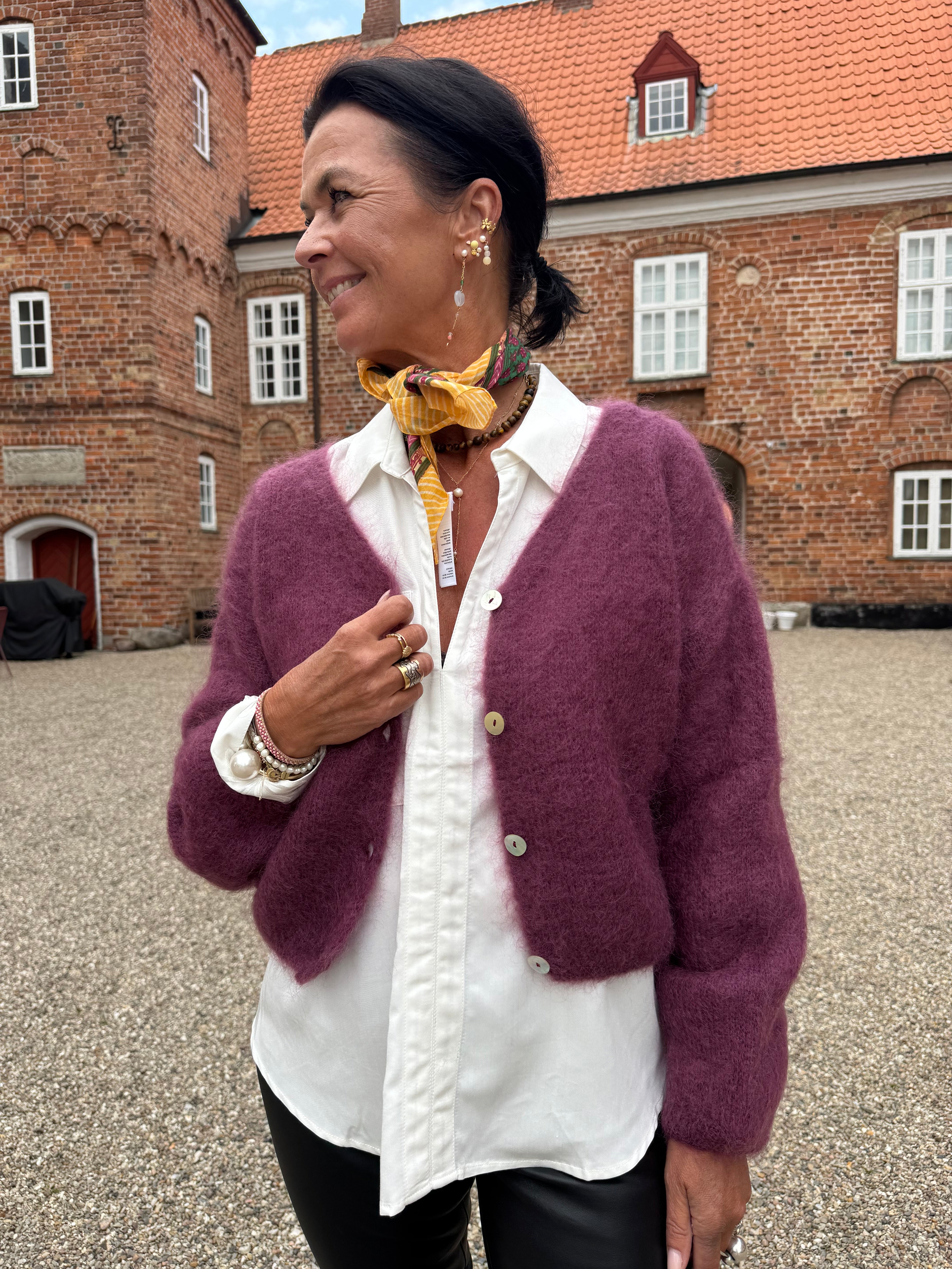 Americandreams Strik - Cornelia Cropped Strik Cardigan i Bordeaux