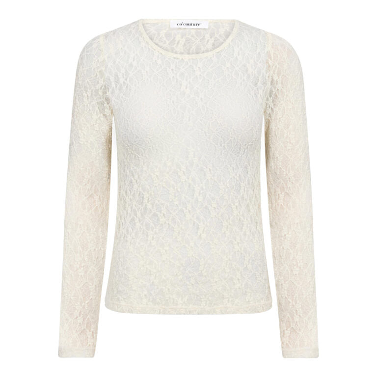 Co´couture Bluse - BarnaCC Mesh Bluse i Off White