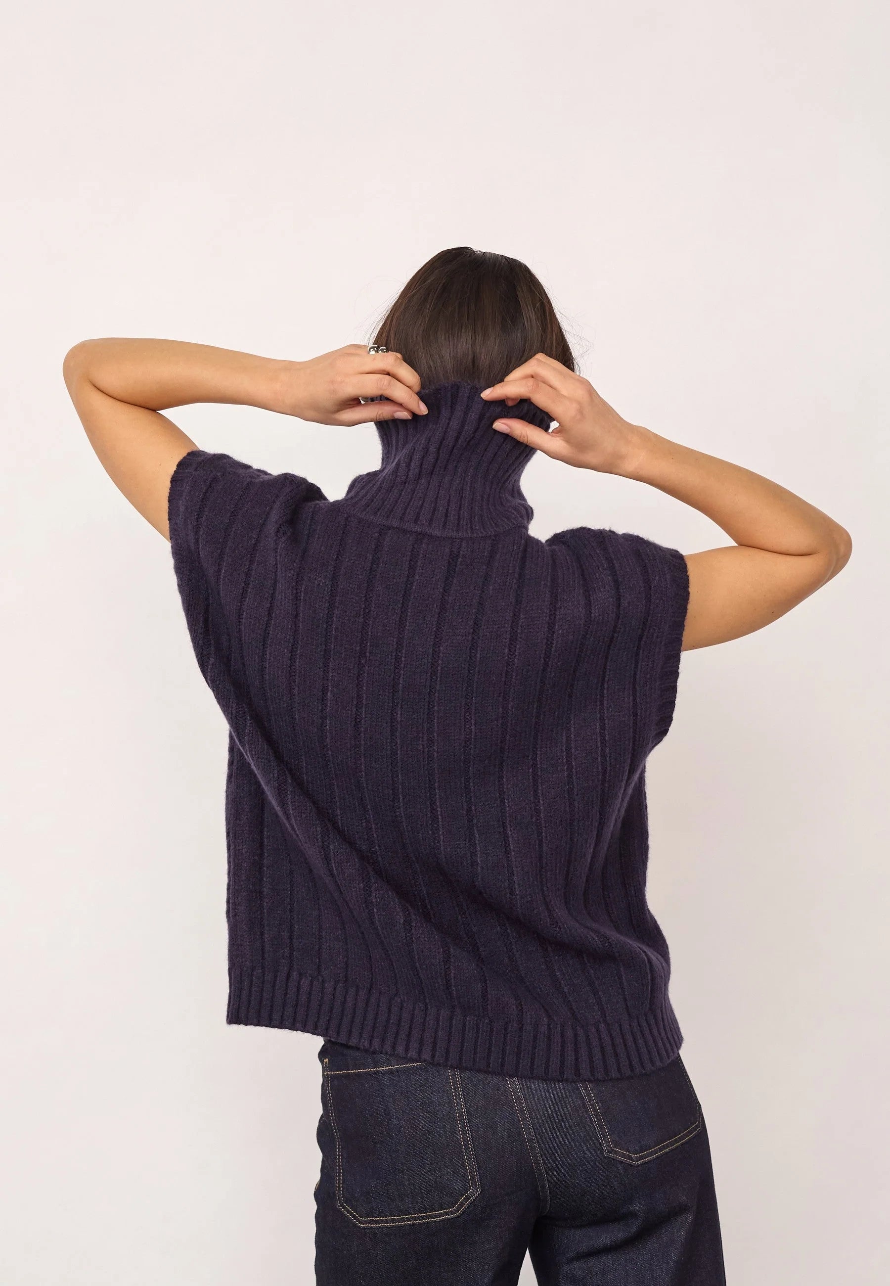 Co´Couture Vest - RowCC Oversize Kabel Strik Vest i Navy