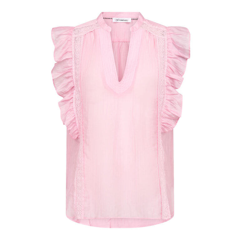 Co´Couture Top - AviCC LAce  SS Top i Rosebloom Pink