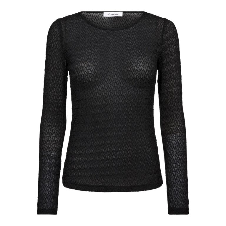Co´couture Bluse - SvalaCC Mesh Bluse i Sort