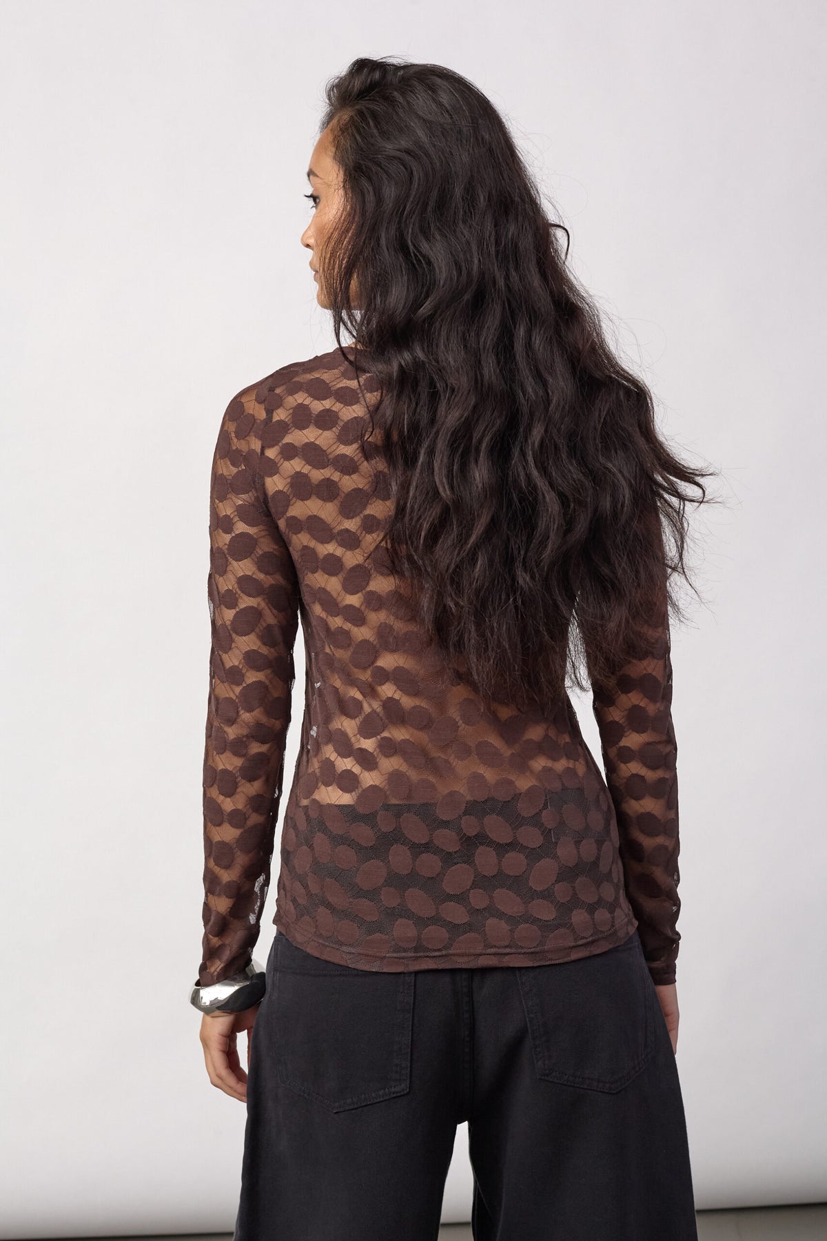 Co´couture Bluse - PenolaCC O-Hals Mesh Bluse i Brown