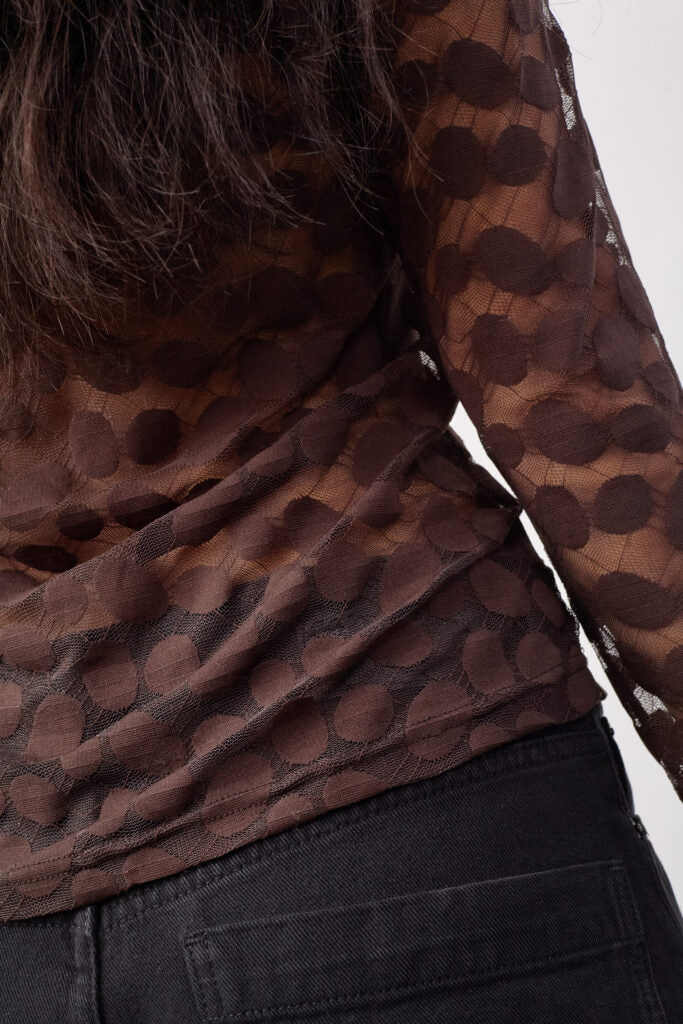 Co´couture Bluse - PenolaCC O-Hals Mesh Bluse i Brown