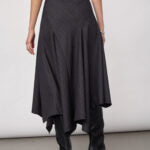 Co´couture Nederdel - EloraCC Check Asymetrisk Lang Nederdel i Dark Grey