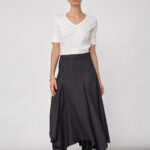 Co´couture Nederdel - EloraCC Check Asymetrisk Lang Nederdel i Dark Grey