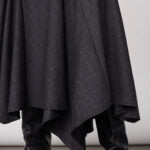 Co´couture Nederdel - EloraCC Check Asymetrisk Lang Nederdel i Dark Grey