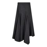 Co´couture Nederdel - EloraCC Check Asymetrisk Lang Nederdel i Dark Grey