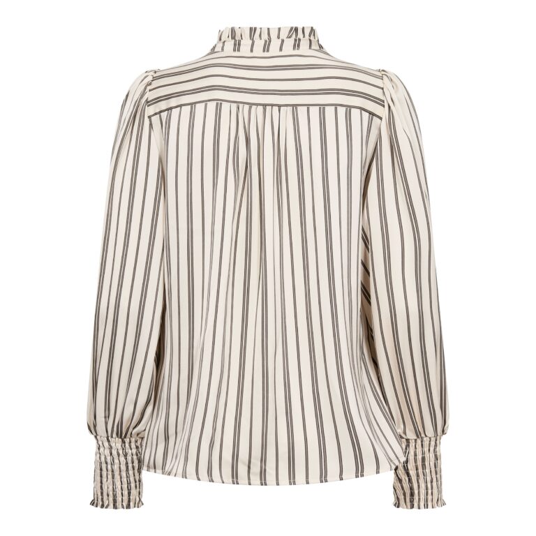 Co´Couture Bluse - HellyCC Stribet V-hals Bluse i Off-White