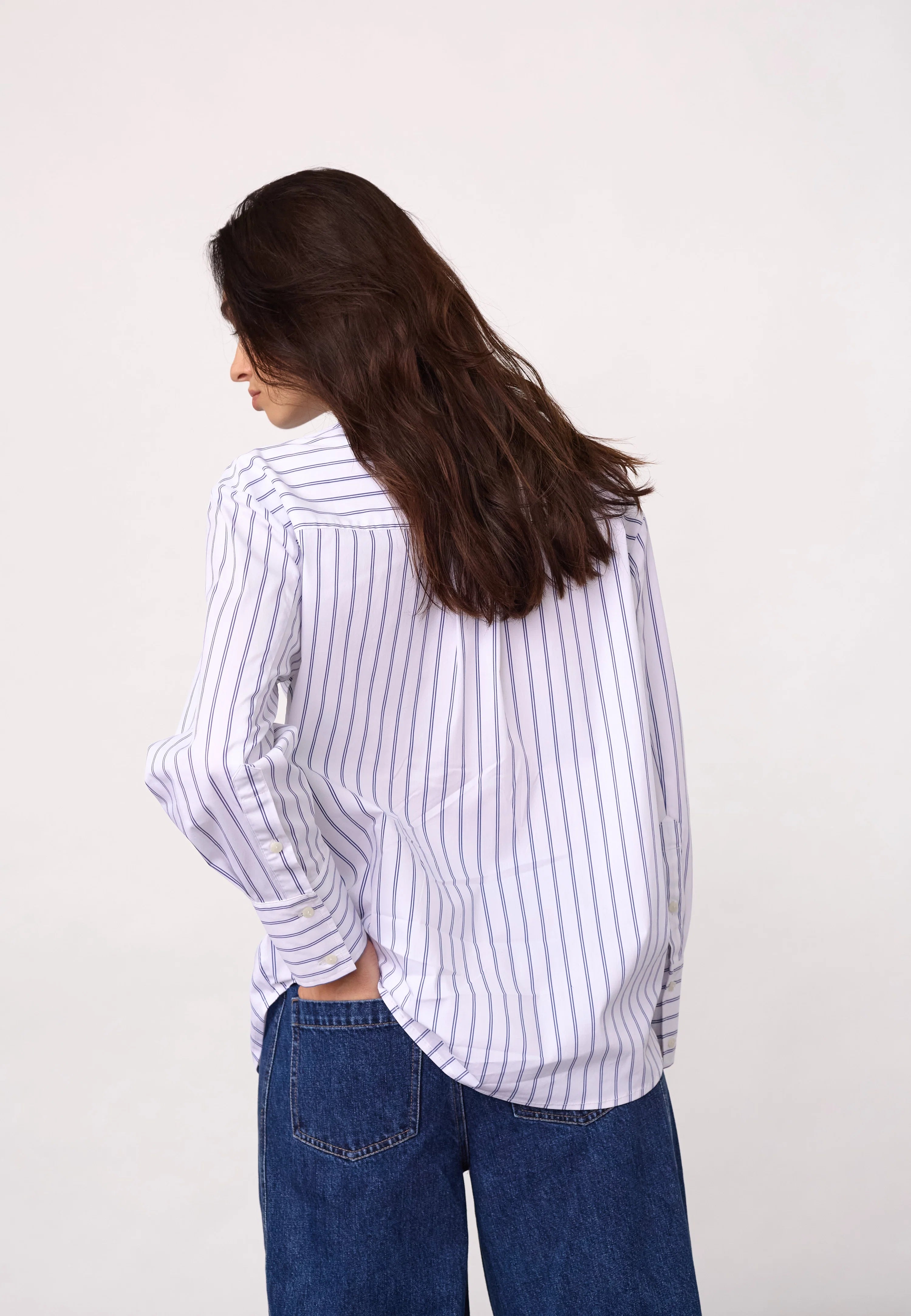 Co´Couture Skjorte - SomoCC Stribet Funnel Neck Skjorte i Hvid