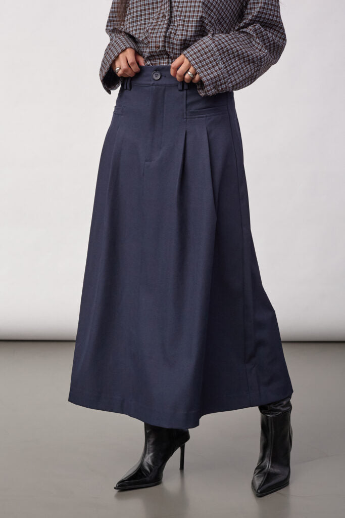 Co´couture Nederdel - LunaCC New Pocket Pleat Nederdel i Navy