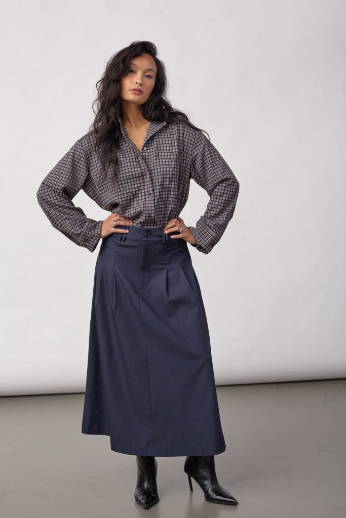 Co´couture Nederdel - LunaCC New Pocket Pleat Nederdel i Navy