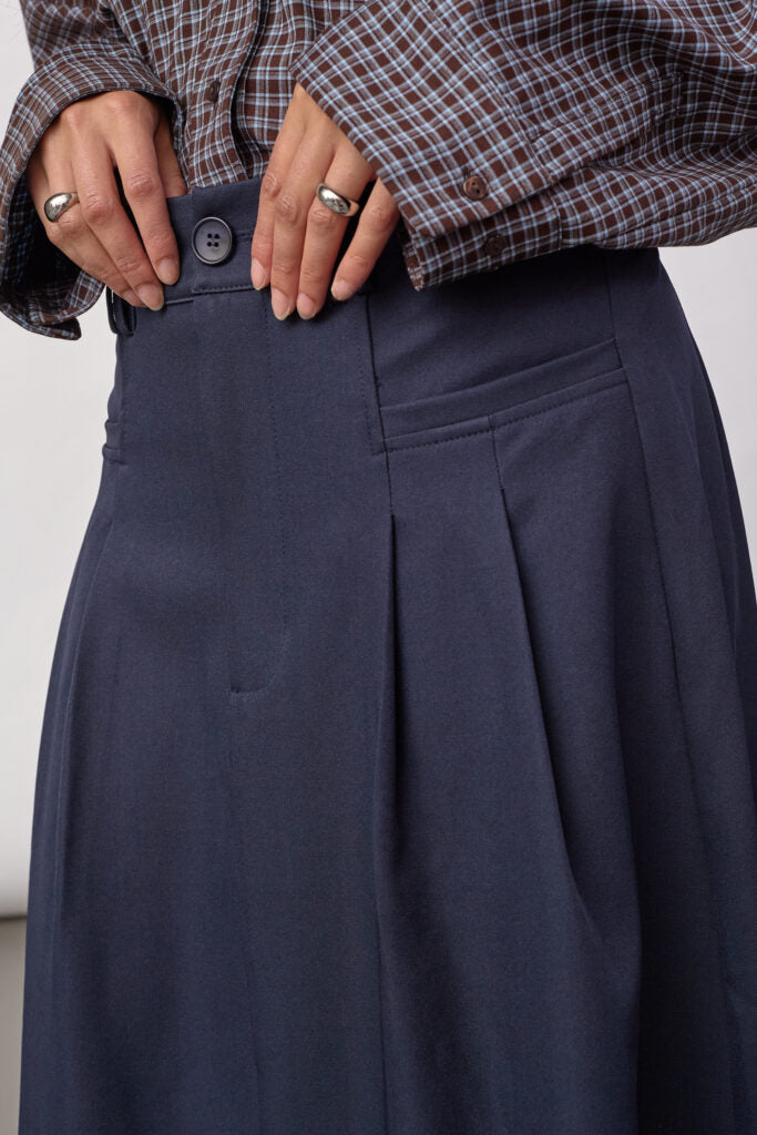 Co´couture Nederdel - LunaCC New Pocket Pleat Nederdel i Navy