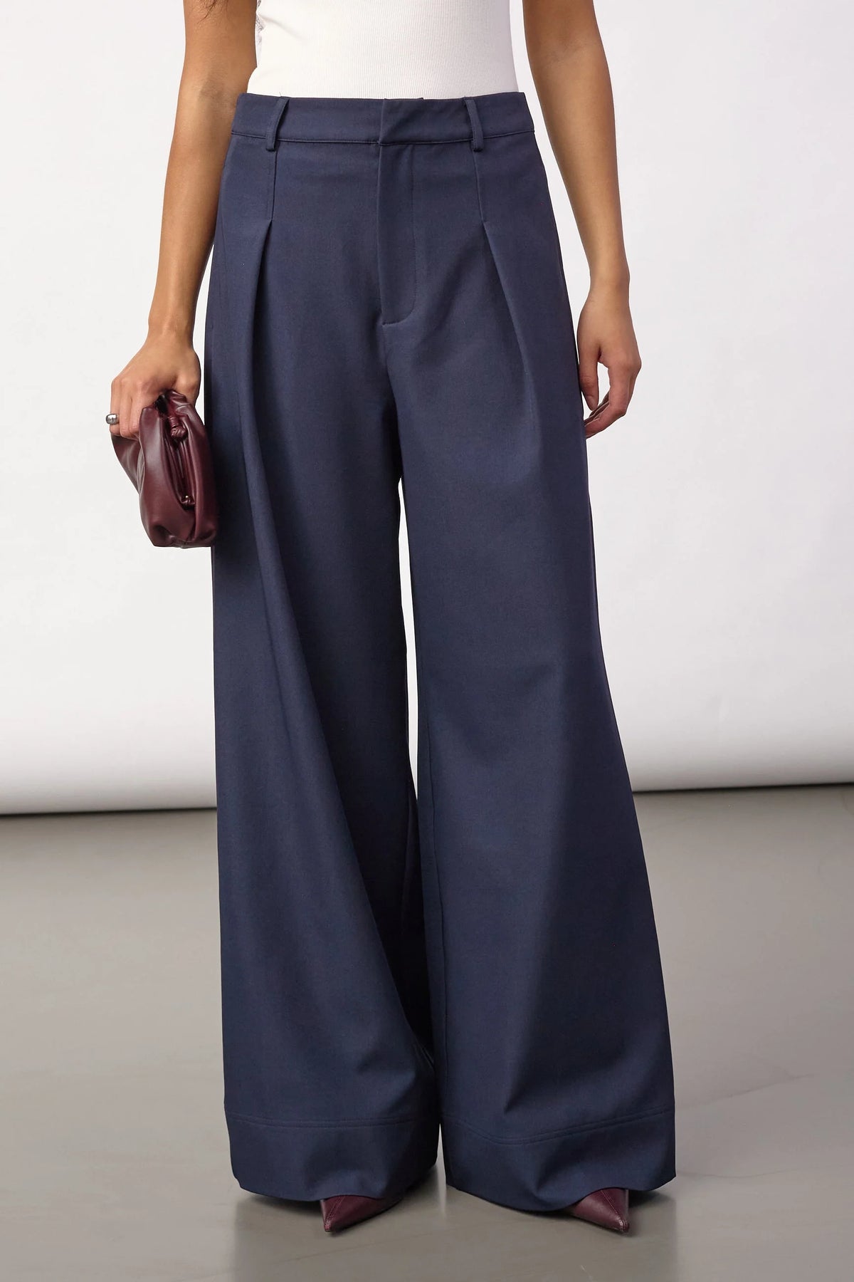 Co´Couture Bukser - LunaCC Pleat Bukser i Navy