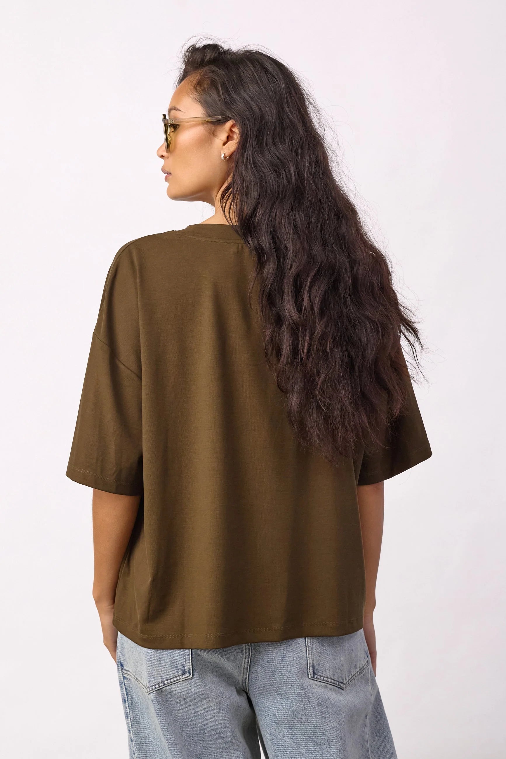 Co´Couture Bluse - IvaraCC Flower T-shirt i Dusty Army