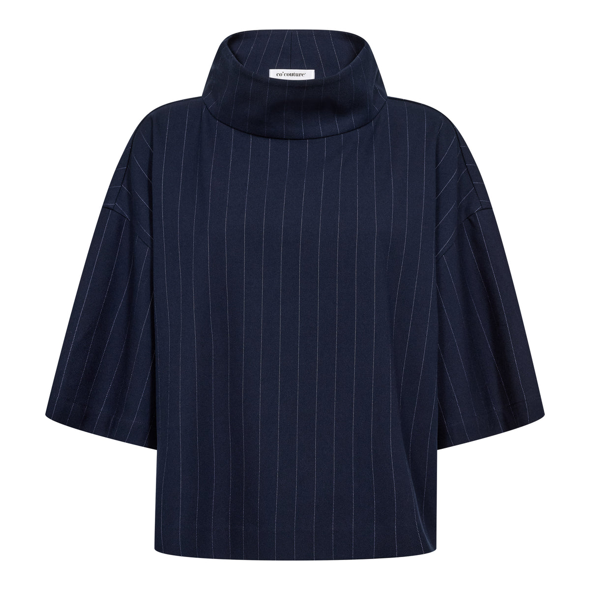 Co´Couture Bluse - GableCC Pin Funnel Neck Bluse i Navy
