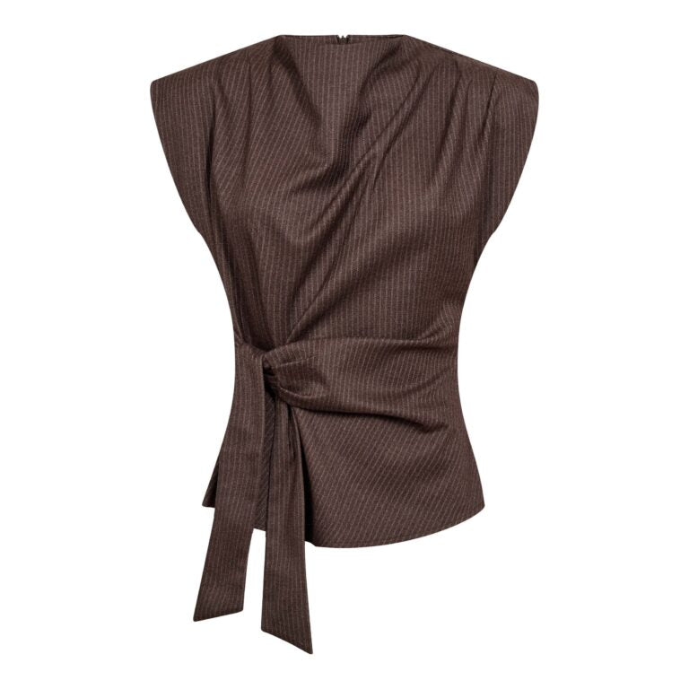 Co´Couture Bluse - SinaCC  Pin Pleat Top i Dark Brown