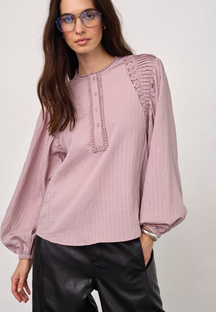 Co´Couture Bluse - SenneCC Lace Bluse i Dusty Rose