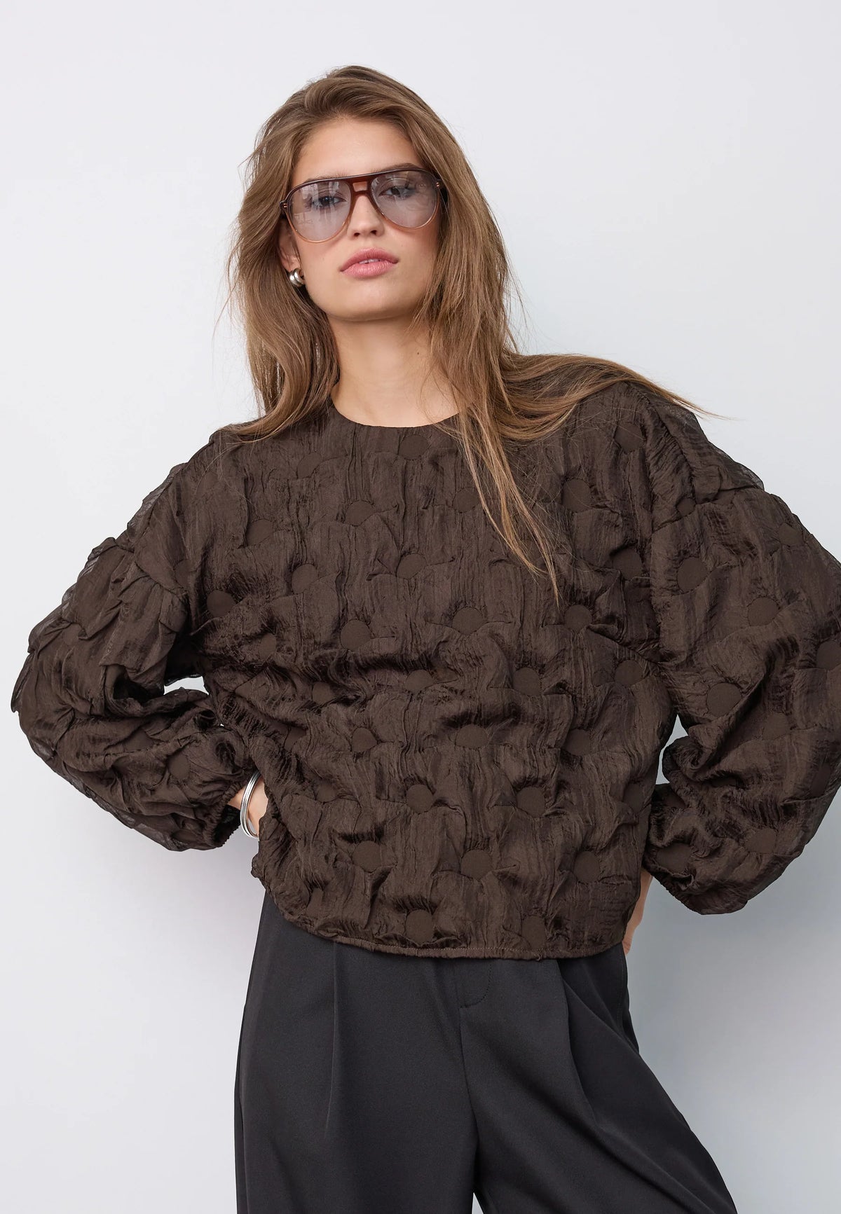 Co´couture Bluse - FeronCC Struktur Bluse i Bison Brun