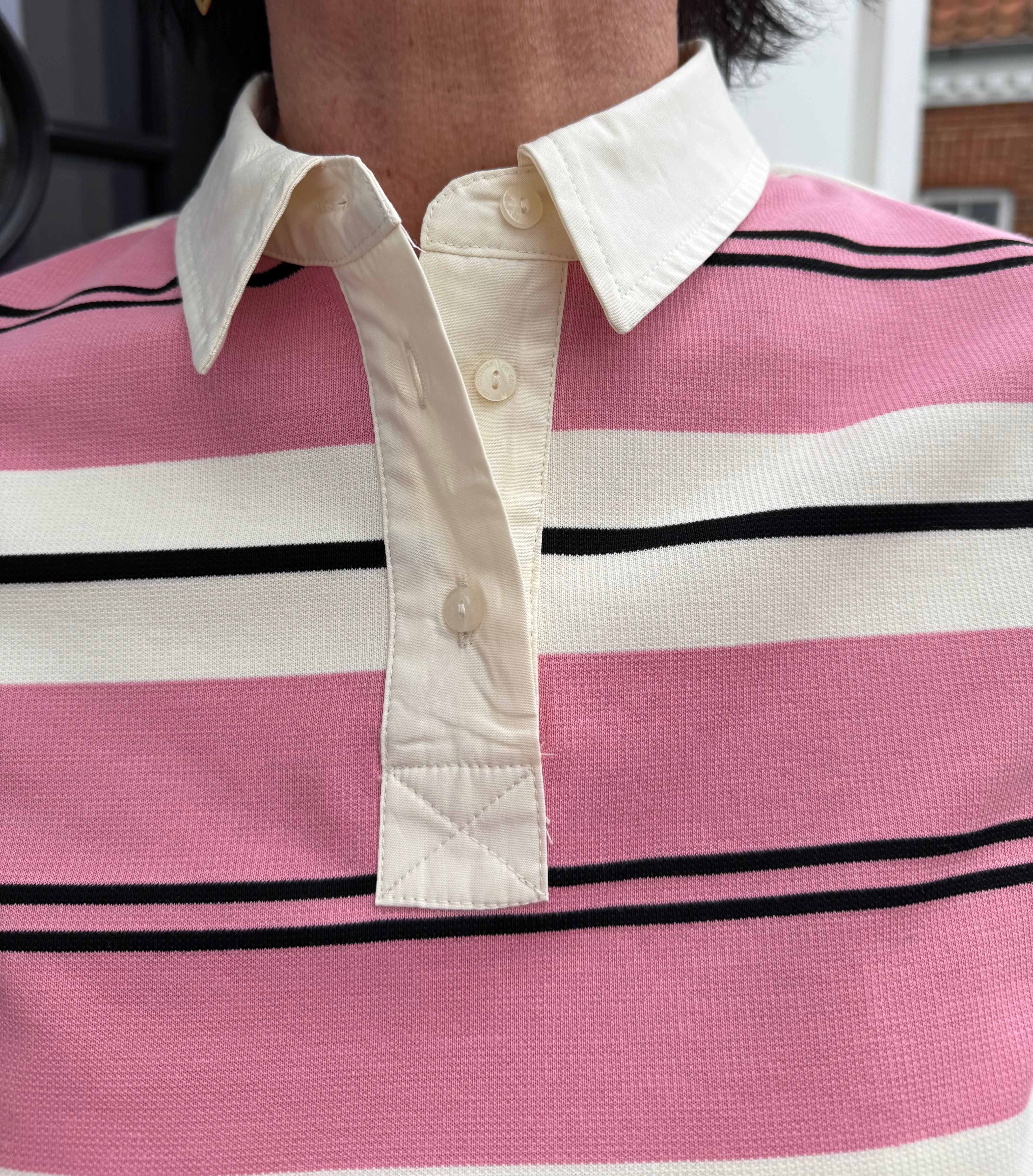 Co'Couture Bluse - LennonCC Stripe Polo Tee i Candyfloss