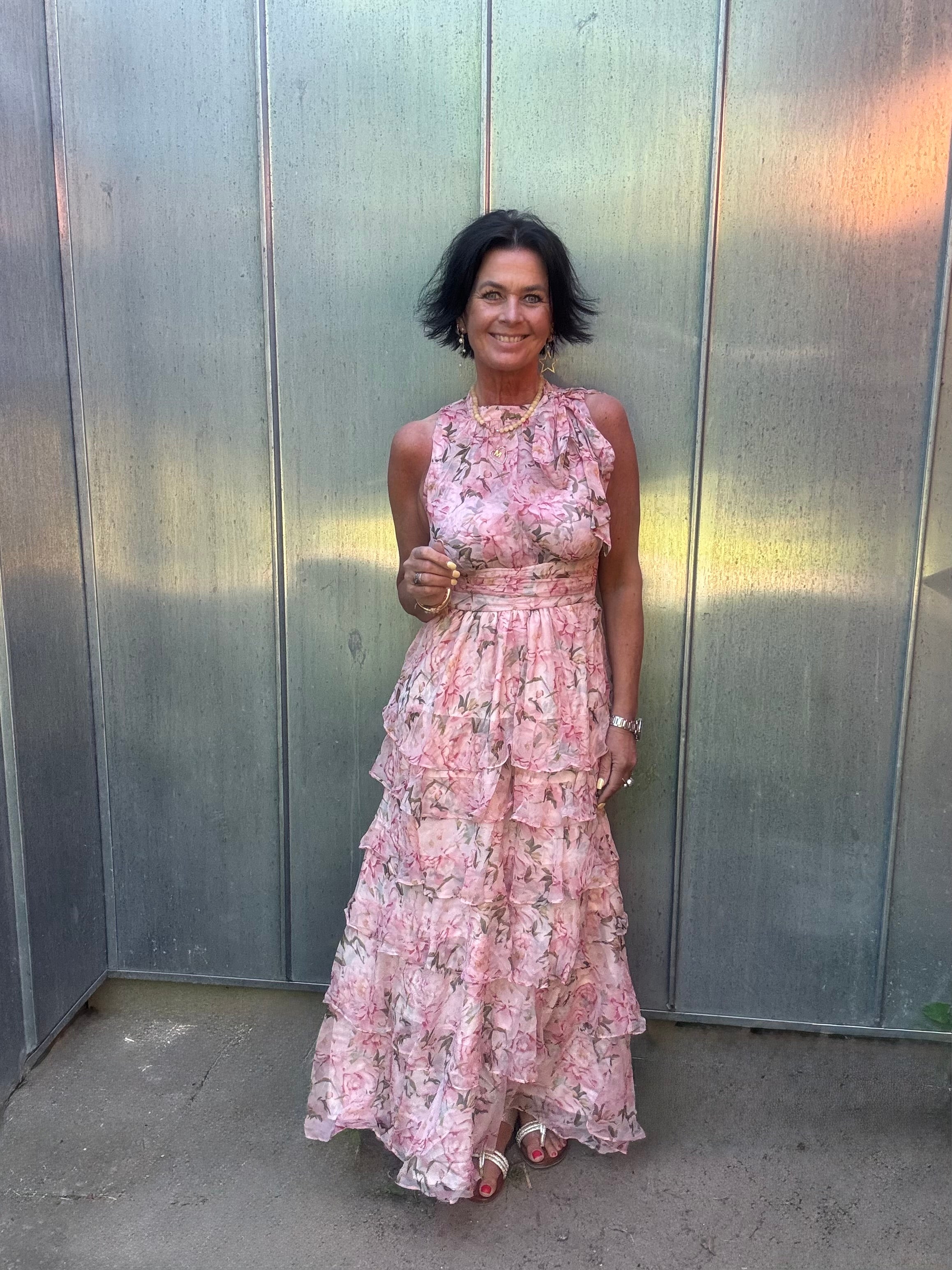 Neo Noir Kjole - Marli Flower Chiffon Kjole i Rose