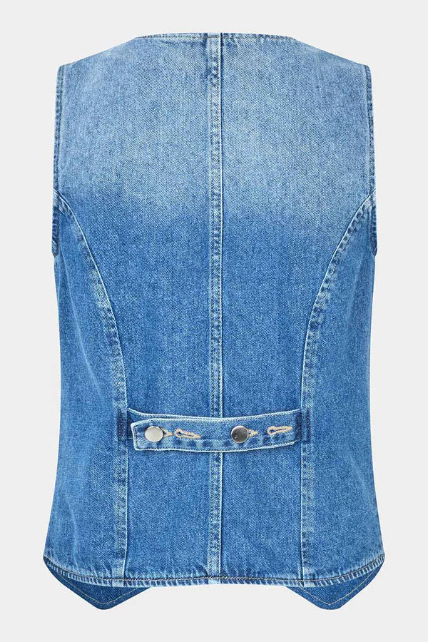 Second Female Vest - Kylie Denim Vest i Denim Blue