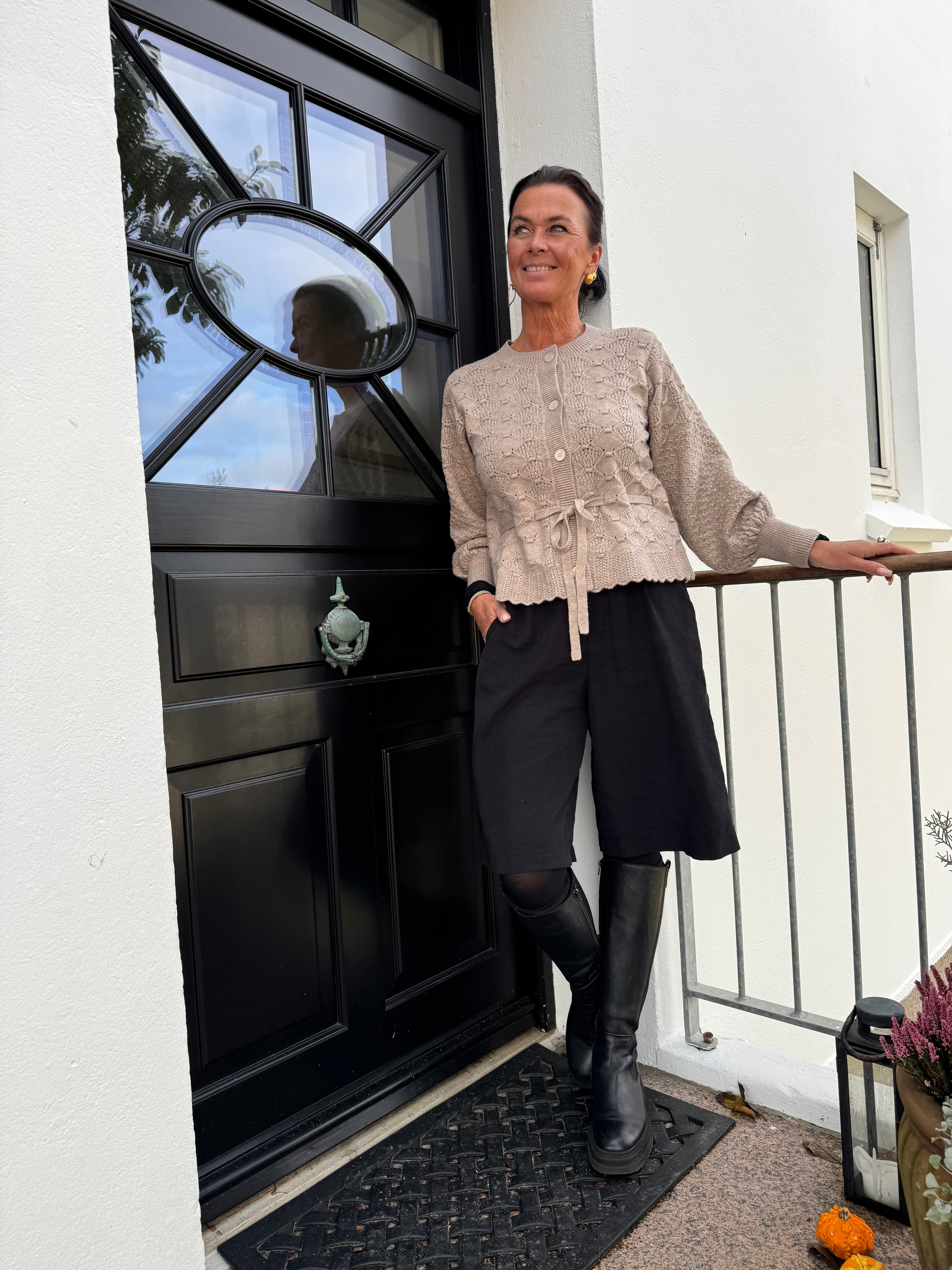 Co´Couture Cardigan - RawCC Pointelle Tie Cardigan i Champagne