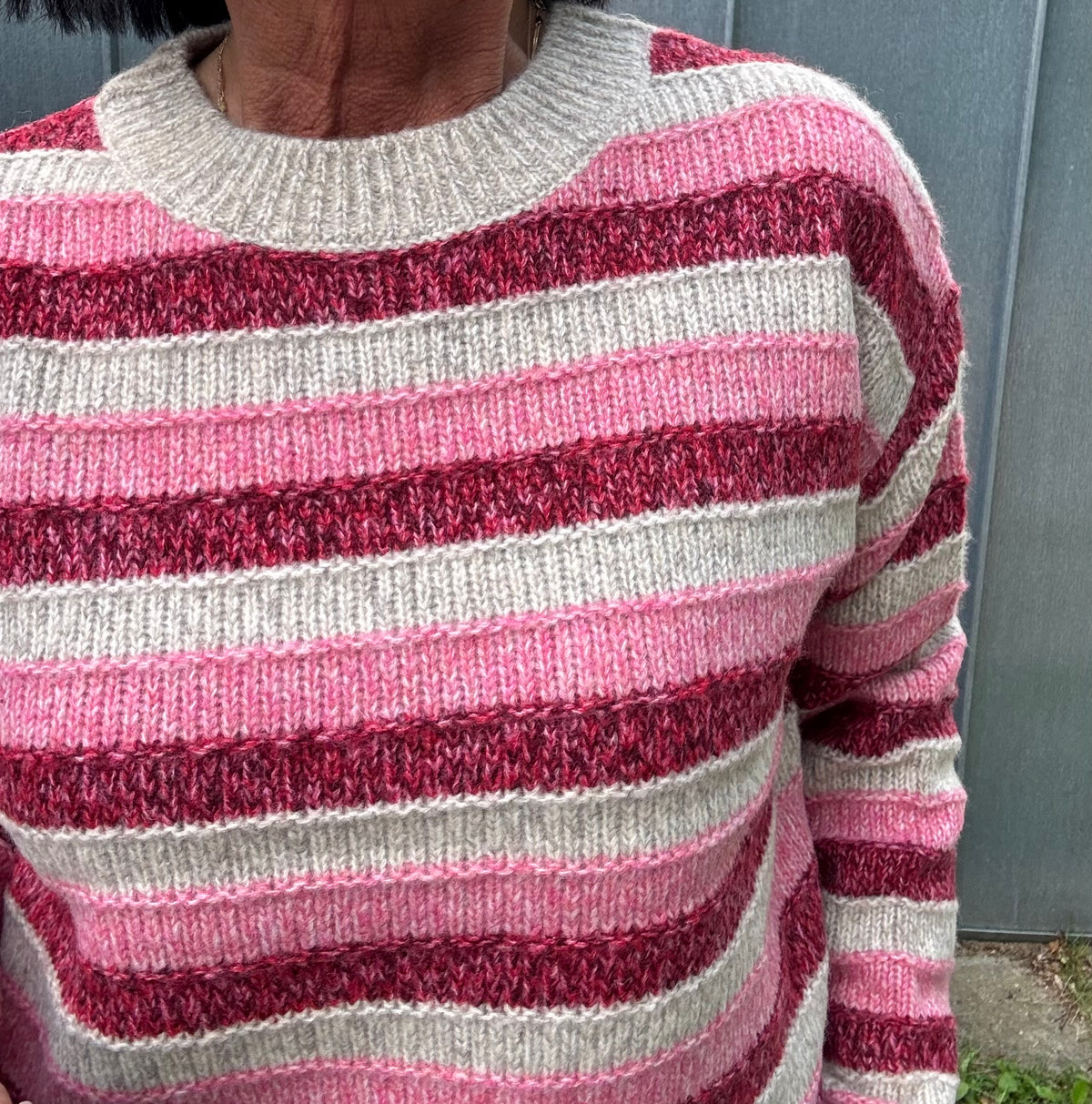Lollys Laundry Strik - MacieLL Strik Bluse i Pink Strib