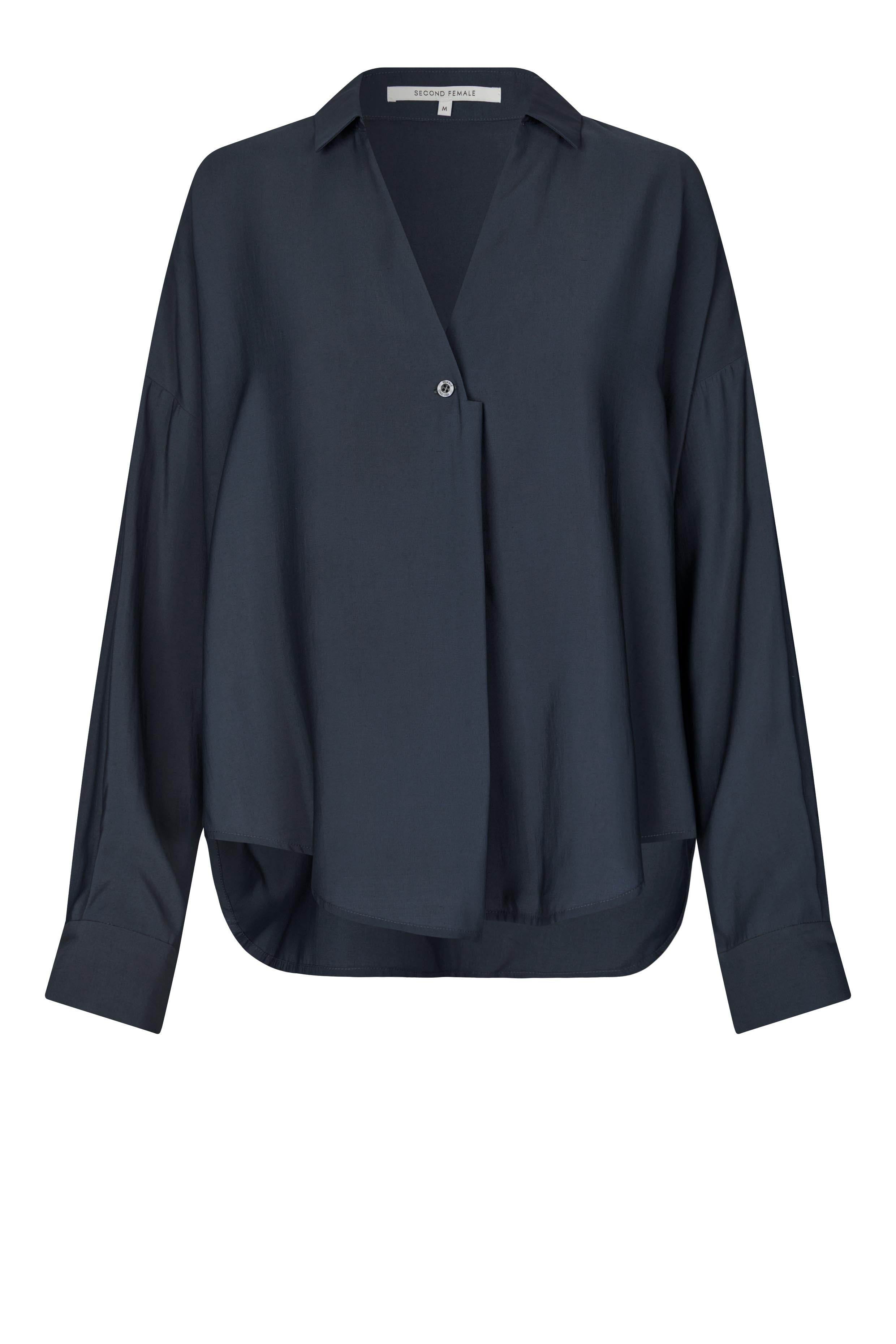 Second Female Skjorte - Timeline Bluse i Carbon Blue