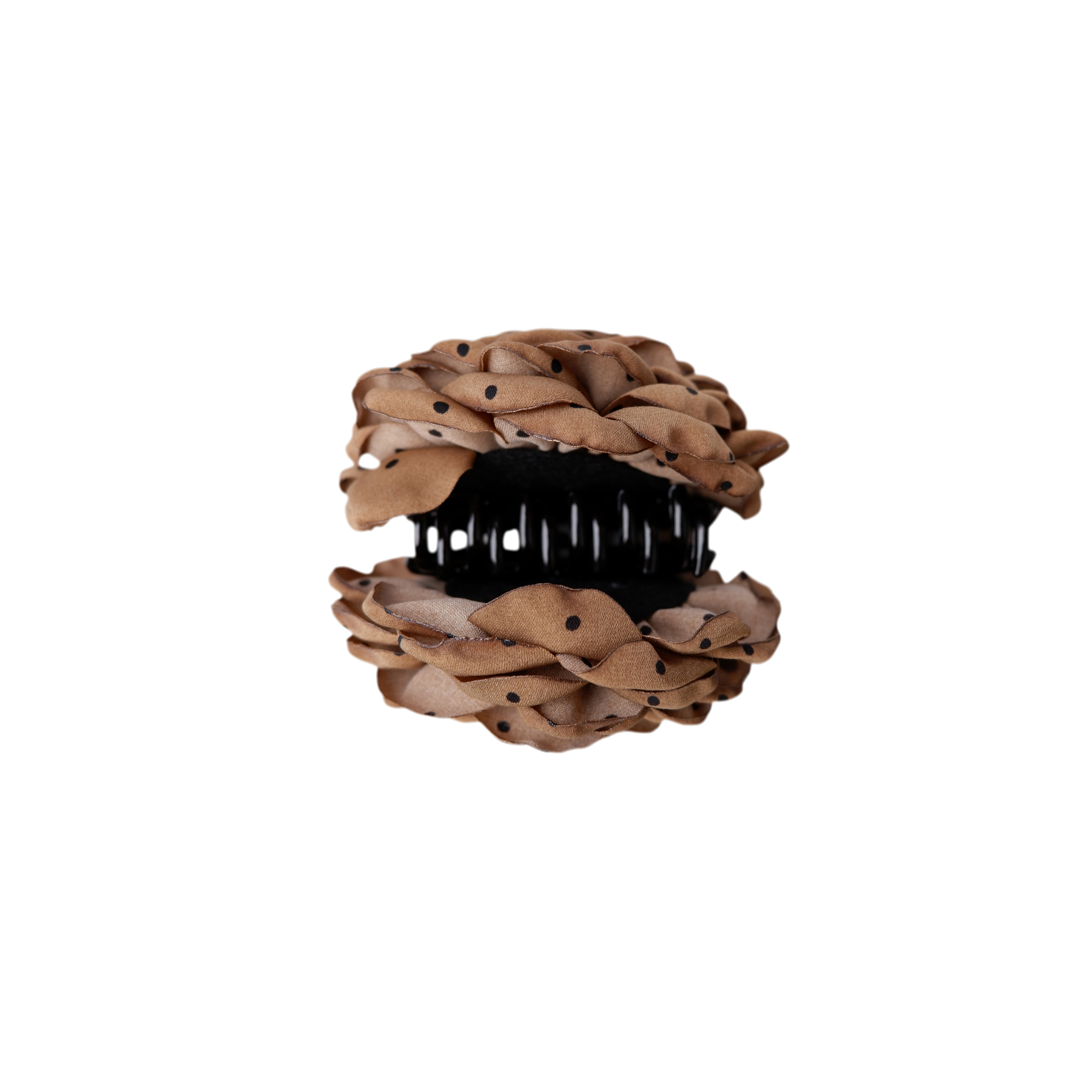 Black Colour Hårspænde - BcVilla Mega Flower Hårspænde i Nougat Med Sorte Dots