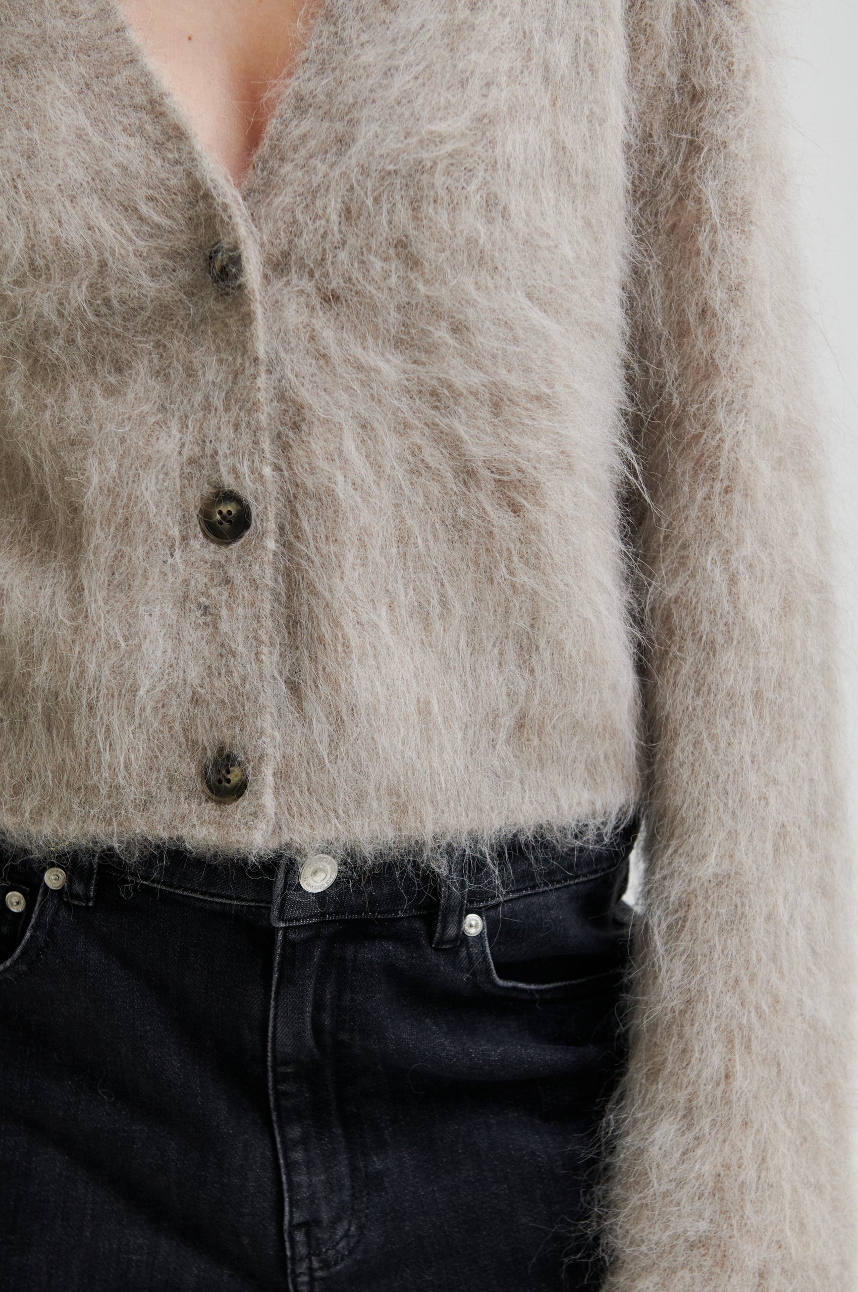 Second Female Cardigan - Karla Strik Cardigan i Pumice Stone